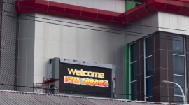 Tampak Videotron yang dipasang di Pasar Tradisional Modern Muara Aman Lebong